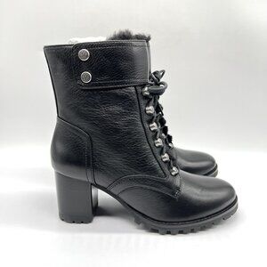 Johnston And Murphy‎ Size 7 Vivica Black Leather Lace Up Combat Ankle Boots